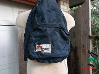 Vintage Lowe Alpine System Dark Blue Backpack w Leather Trim