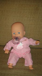 11 1999 Cititoy VTG Baby Doll Purple Pacifier Cow Shirt Blue Eyes 