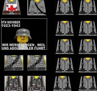 Lego WW2 German Soldiers Sticker Decals Dark grey Custom decals