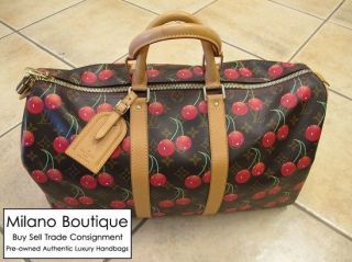   Louis Vuitton Cerises Cherries Keepall 45 Carry On Travel Bag