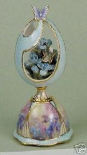 Lena Liu BLUE IRIS Floral & Butterfly Heirloom Porcelain Spiral 