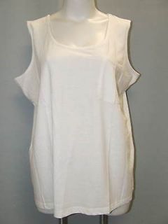 Plus Size 4X Cotton Tank Top with Pocket Only Necessities White