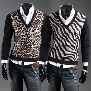   New Mens Casual Slim Fit Long Sleeve Sweater Shirts V Neck US XS,S,M