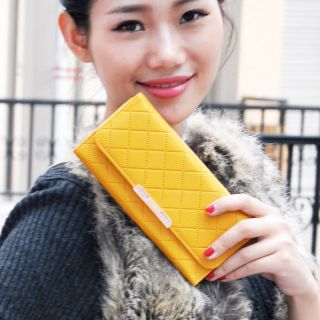    Classical PU Leather Button Clutch Lady Long Handbag Wallet Purse