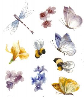 Butterfly Dragonfly Bumblebee Flower Select A Size Ceramic Waterslide 