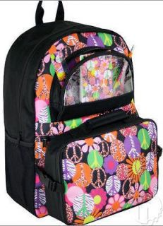 New Everything Backpack, Peace Sign School Book Tote w/ Detachable 