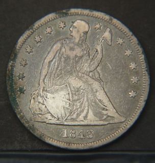 1843 seated liberty dollar nice circulated p16688 