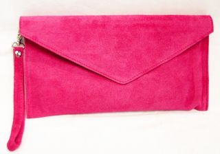 18 Colours Large Envelope Clutch Evening Genuine Real Suede Leather 