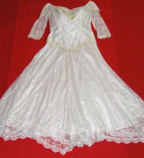 Ladies Western Wedding Dress Lace Fringe White Pearl Size 14 