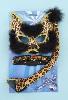 mardi gras cat leopard mask tail masquerade costume