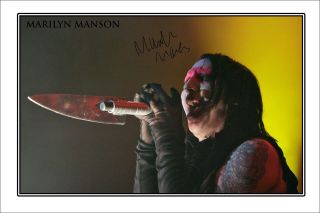 MARILYN MANSON AUTOGRAPHED SIGNED POSTER   GREAT PIECE OF 