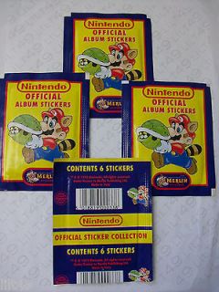 NINTENDO VINTAGE STICKERS 1992 MERLIN *NEW IN PACKAGE* 4 PACKS