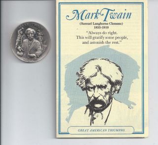 mark twain silver sterling medal round  59