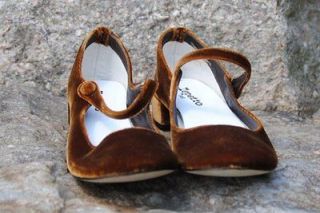 REPETTO Babies Brown Velvet Vison Mary Jane chaussures danse NEW IN 