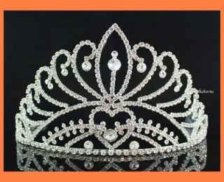majestic rhinestone crown tiara w combs pageant h470