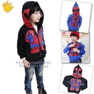 NEW Kids Spiderman Coat Boys Hoodies Girls Full Zipper Mask Jacket 
