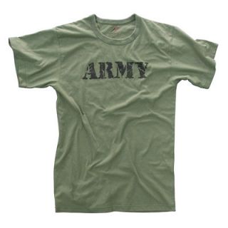 ARMY T SHIRT OLIVE DRAB PRINTED VINTAGE COTTON POLY BLEND DESIGN 