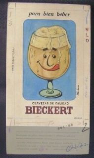Art Gallo Argentina Original Draw Beer Bieckert On Cardboard