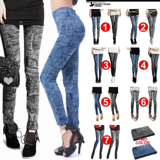 Velvet Women Jeggings Print Jeans Leggings Stretch Skinny Tights Pants 