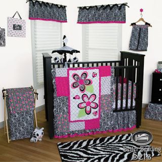 Baby Girl Newborn Pink Black Flower Ladybug Zebra Print Crib Nursery 