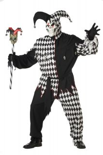 scary evil jester clown plus size adult costume 01627