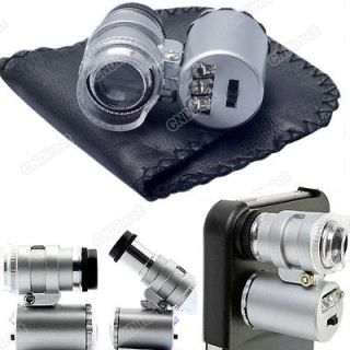 LED 60x Jeweler Loupe Magnifying Magnifier Lens Glass Money 