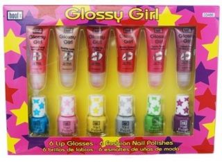 12 Piece Flavored Lip Gloss & Nail Polish Kit by Hoof   Great Colors 