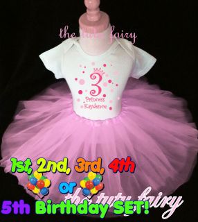 polka dot princess crown birthday girl outfit light pink tutu & shirt 