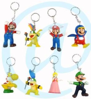 Nintendo Super Mario Penguin Yoshi Luigi Princess Koopaling 8 Keychain 