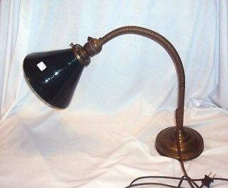 119 Industrial Fairies Gooseneck Adjstble Brass Desk Lamp Emeralite 