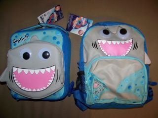 blue smash shark bpa free insulated lunch box or backpack