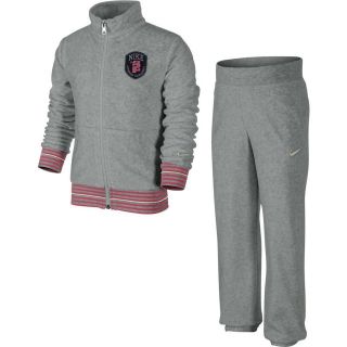 Nike LUX Little Girls Velour Warm Grey Tracksuit Age 3 8 Years