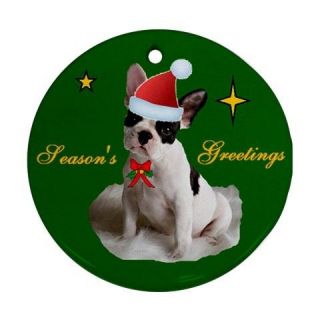 french bulldog dog christmas xmas porcelain ornament from china 