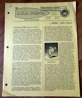 Rare A. R. A. Reloaders Bulletin April 1969 #68 Barrel Dims & Specs 