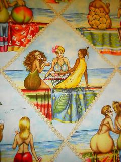 Elizabeth Studio Fabric Fruit Ladies Divas at the Beach Diamond Mary 