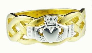   Gold Silver Celtic Claddagh Mens Band Wedding Ring sz 10 11 12 13 6 v