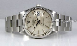 Mens Rolex Oyster Perpetual Date 15000 Silver Dial SS Automatic Watch 