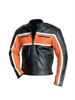 Classic Orange CE Armoued Harley Armoured Motorcycle Cow Hide Leather 