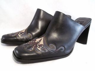 matisse leather tooled western mules womens sz 8m time left