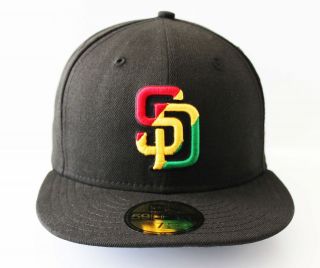 New Era 5950   San Diego Padres RASTA   MLB Baseball Cap Hat
