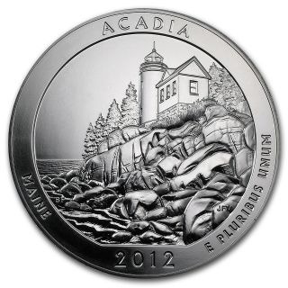 2012 5 oz Silver ATB Coin Acadia, Maine   America the Beautiful