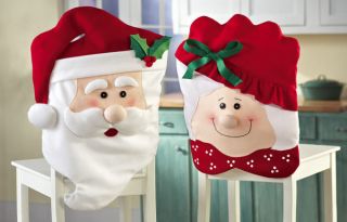   Mr. and Mrs. Santa Claus Fabric Chair Covers Christmas Interior Decor