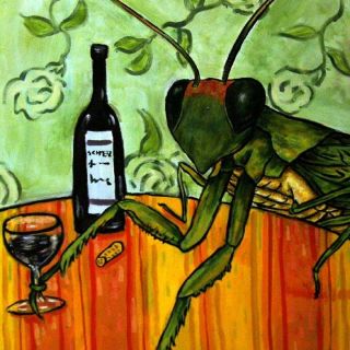 praying mantis wine ceramic insect art tile coaster new returns