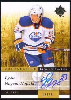 2011 12 UD Ultimate Collection Auto Rookie RYAN NUGENT HOPKINS sp /99 