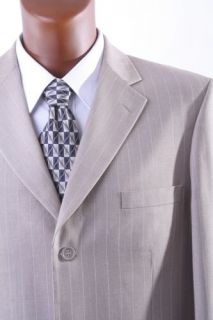 men s 3 button tan pinstripe new suit size 46s