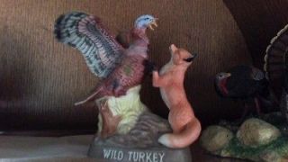 1985 7 wild turkey red fox mini liquor bottle decanter
