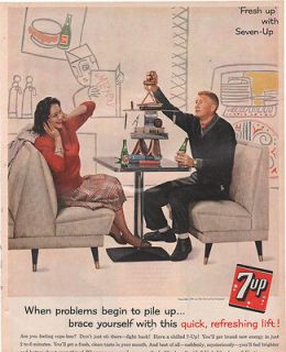 1961 Advertisement 7UP Fresh Up With Seven Up Sixties Diner Booth