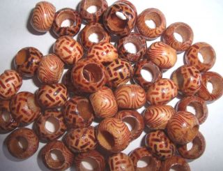 20 9mm x 12mm artwood wooden painted art wood barrel pony round beads 