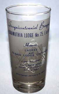 Vintage 1964 Grand Lodge Sesquicentennial Banquet Paramuthia Glass Cup 