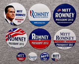 Mitt Romney President 2012 TEN Buttons Pins GOP Tea Party Close Out 